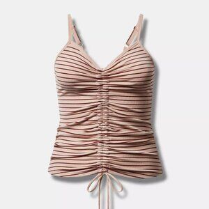 NWOT Super Soft Rib V-Neck Drawstring Crop Tank